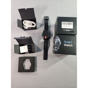 Smart Watch EV-05 Black Round Touchscreen Fitness Tracker w/ Charger & Box